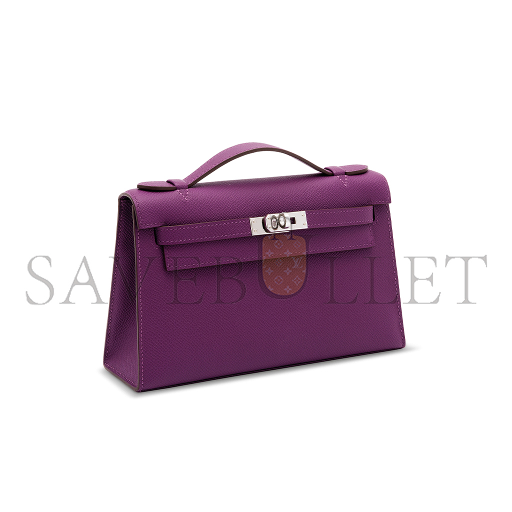 H**mes master an anÉmone epsom leather kelly pochette with palladium hardware (22*14*7cm)